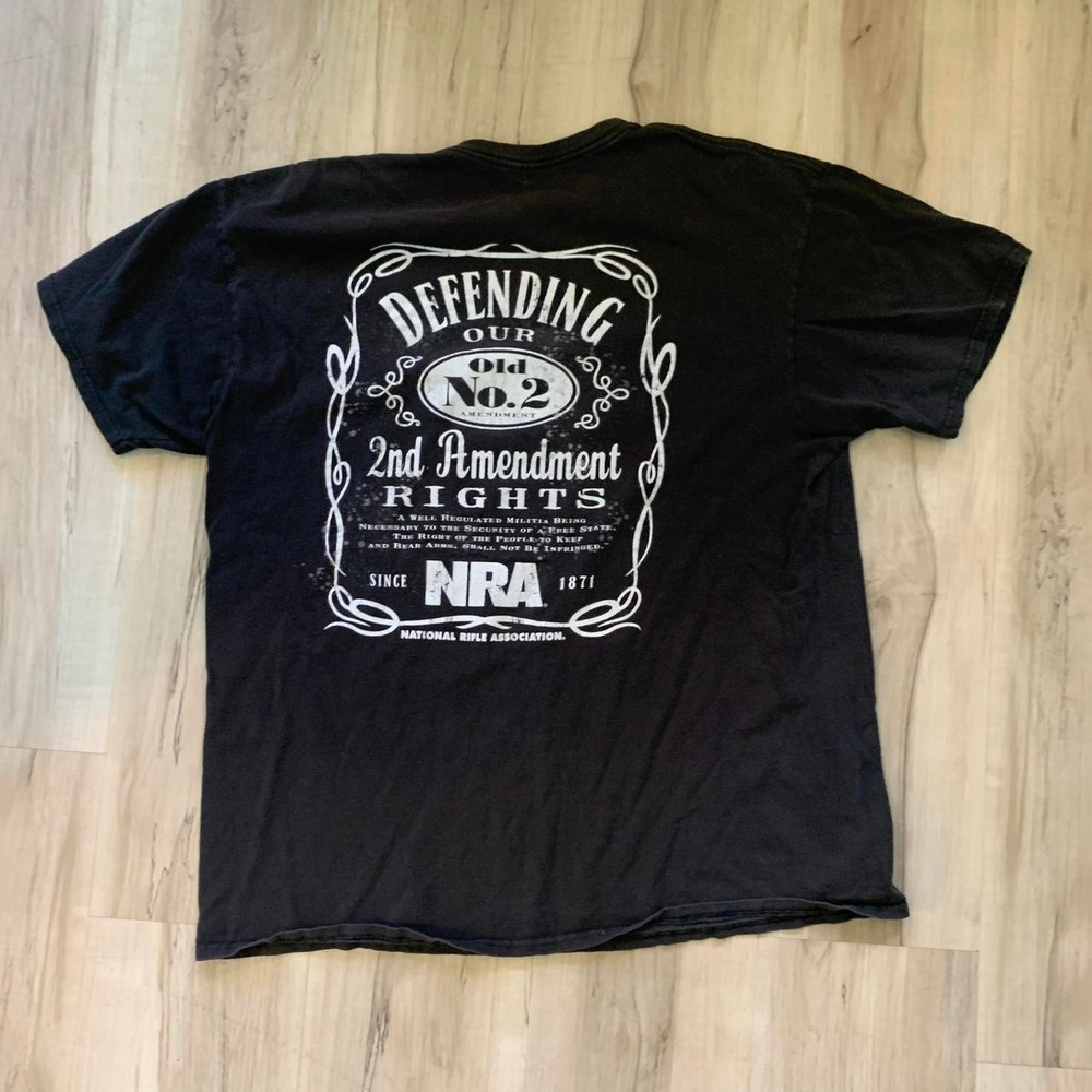 Vintage NRA Black Cotton T-Shirt Delta Pro Weight 2nd Amendment XL